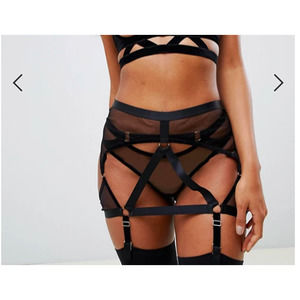ASOS Black Strappy Sheer Garter Belt